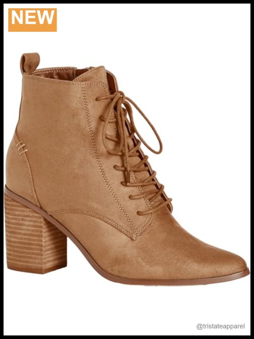Wide Fit Calista Ankle Bootie Faux Suede Pointed Toe Lace-Up Women